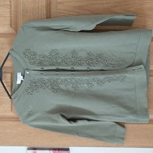 Army green button up cardigan